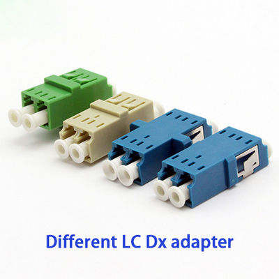 El SC mecanografía a adaptadores a dos caras del cable de fribra óptica del LC color del beige del verde azul