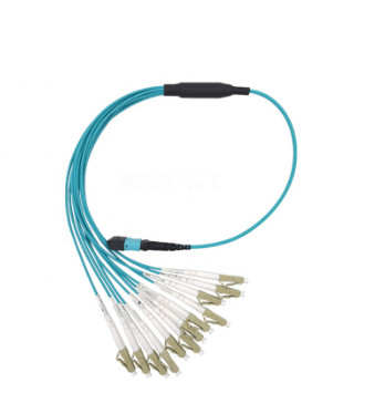 High  Quality B Type Blue MPO - DX LC 12 Fiber LSZH Fiber Optic Patch Cord