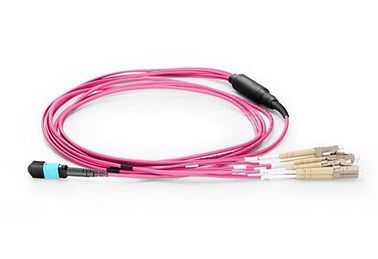 Aqua To LC 8F Core OM4 Mpo Optical Fiber Patch Cord