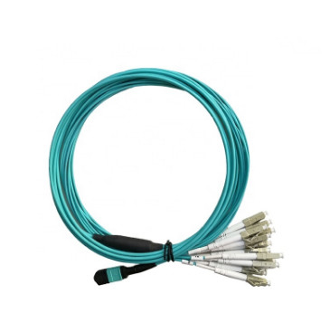 Cable de fribra óptica MPO de Aqua Color OFNP a la base del LC 12