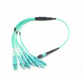 OM3 MPO - base 12 del cordón de remiendo de la fibra óptica del LC 3.0m m