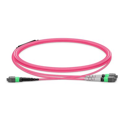 Calidad Cable de ruptura MTP OM4 50/125μm con baja IL de 0.35dB y extremo APC de 8° para enlaces de centro de datos de alta velocidad Fábrica