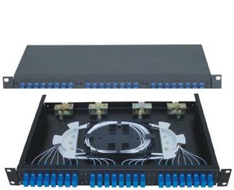 19' 'caja terminal Estante-Montada SC24 estándar del panel de remiendo de la fibra óptica de la estructura